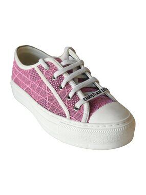 Dior Walk'n' Faded Cannage Motif Embroidered Denim Sneakers Pink